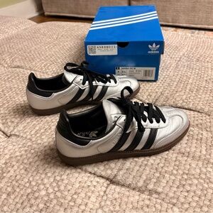 Adidas Silver and Black Samba OG W Sneakers size women’s US 8